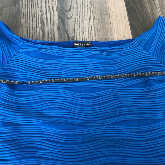 2/$15 MixMatch Wet Seal Blue Off Shoulder Stretchy Mini Dress - Picture 9 of 11